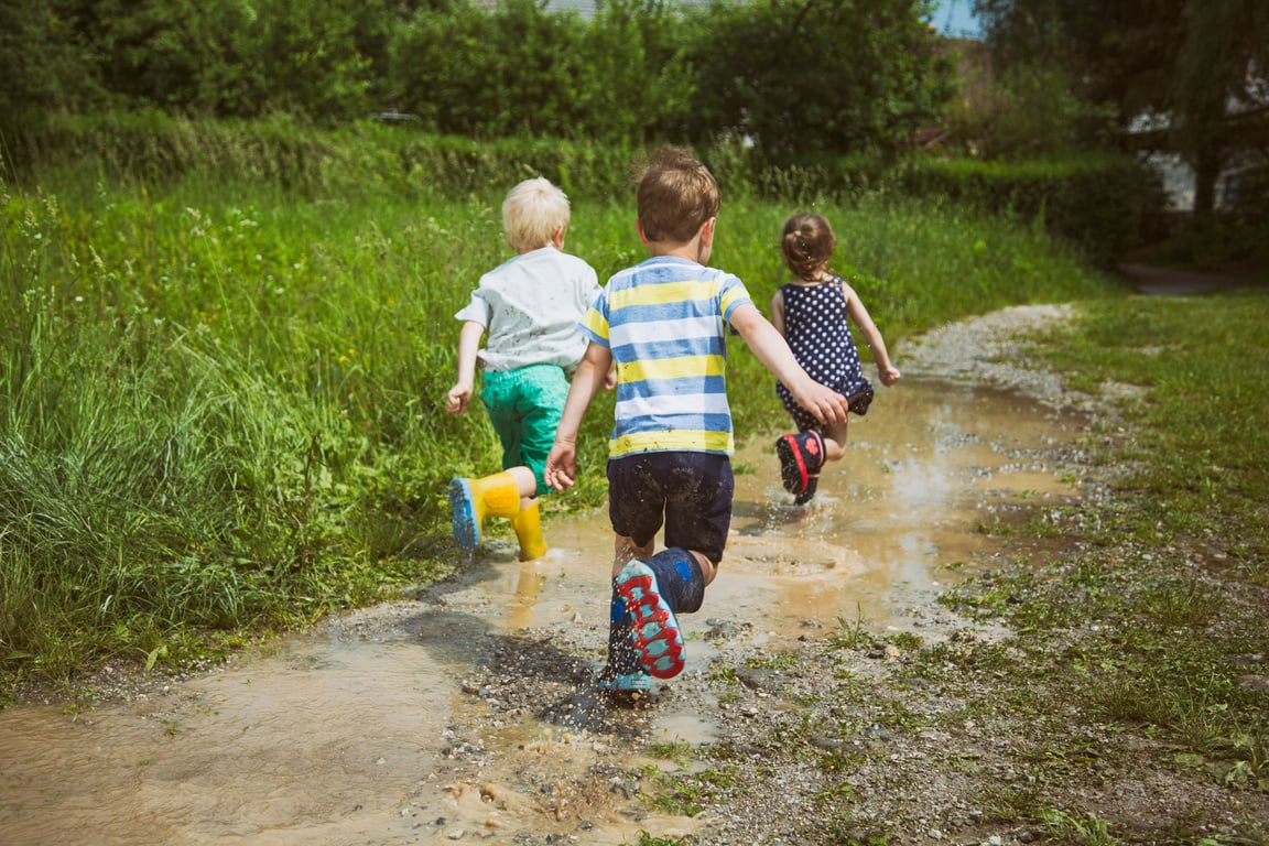 Children playing in mud