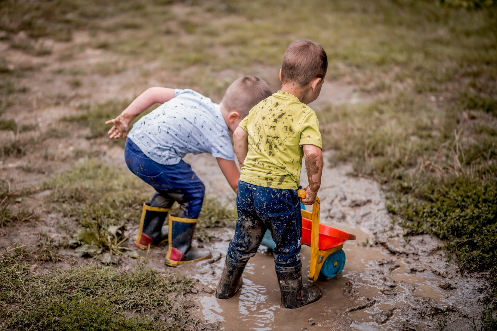 Children playing in mud